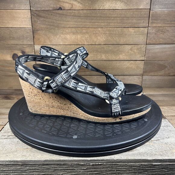 Teva Women's Size 8 Sandals Arrabelle Universal Mosaic Cork 3" Wedge Slingback - Picture 1 of 10